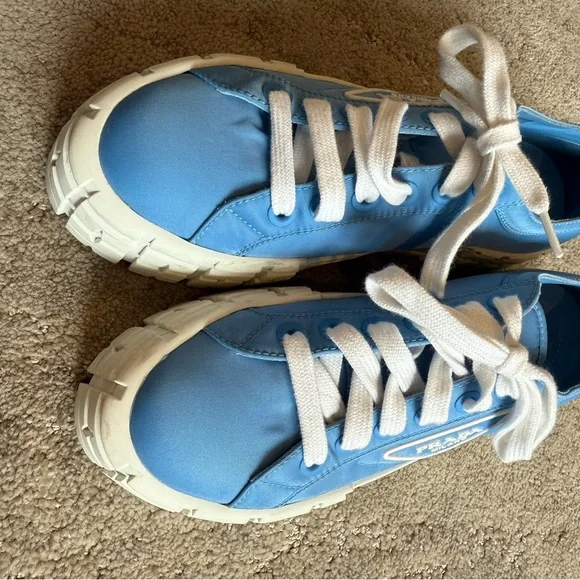 light blue platformed PRADA shoes - Picture 3 of 4